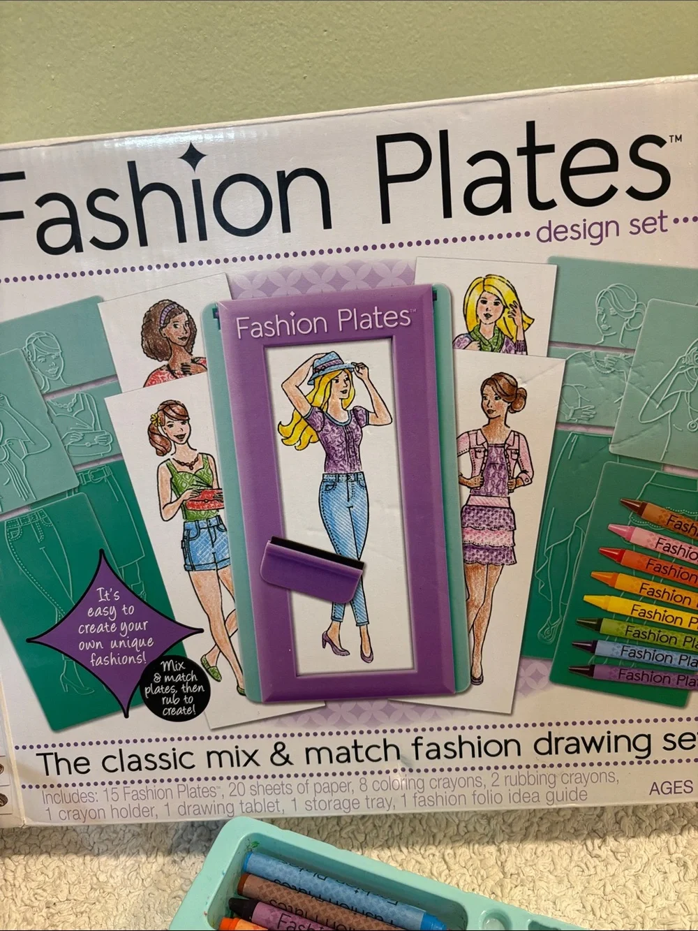 Fashion Plates Design Set - Teal & Purple Fashion Drawing Kit